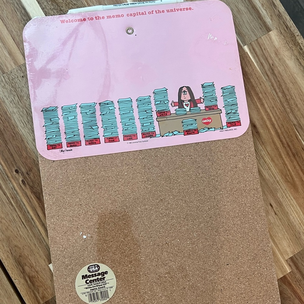 Cathy Comic Vintage 17” Cork Memo Board | Retro Wall Deco | Office Cork Board